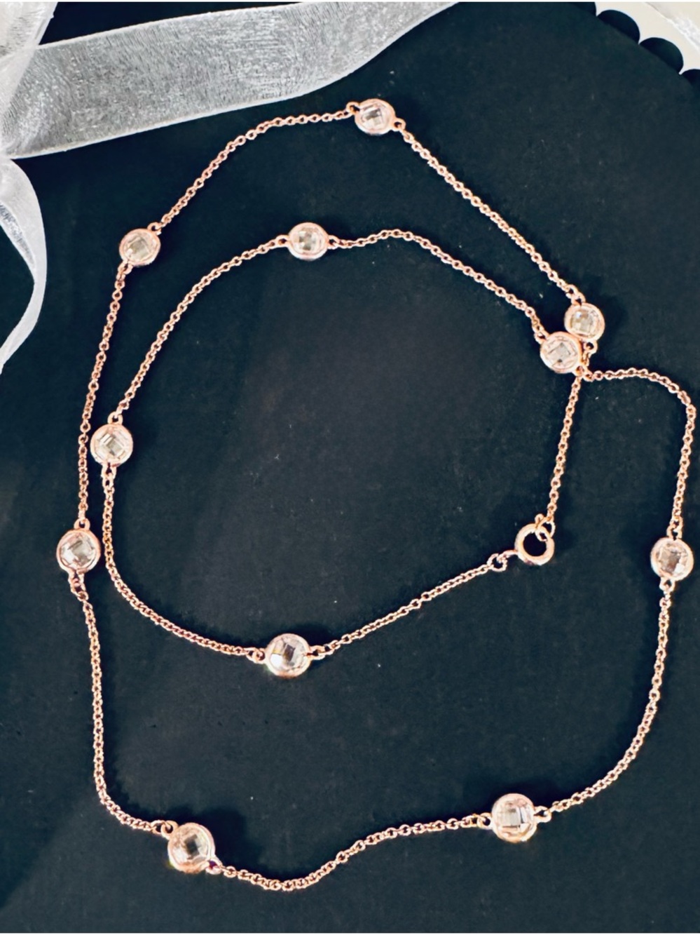 .925 Rose Gold plated Necklace with Crystal Accents - Picture 7 of 14